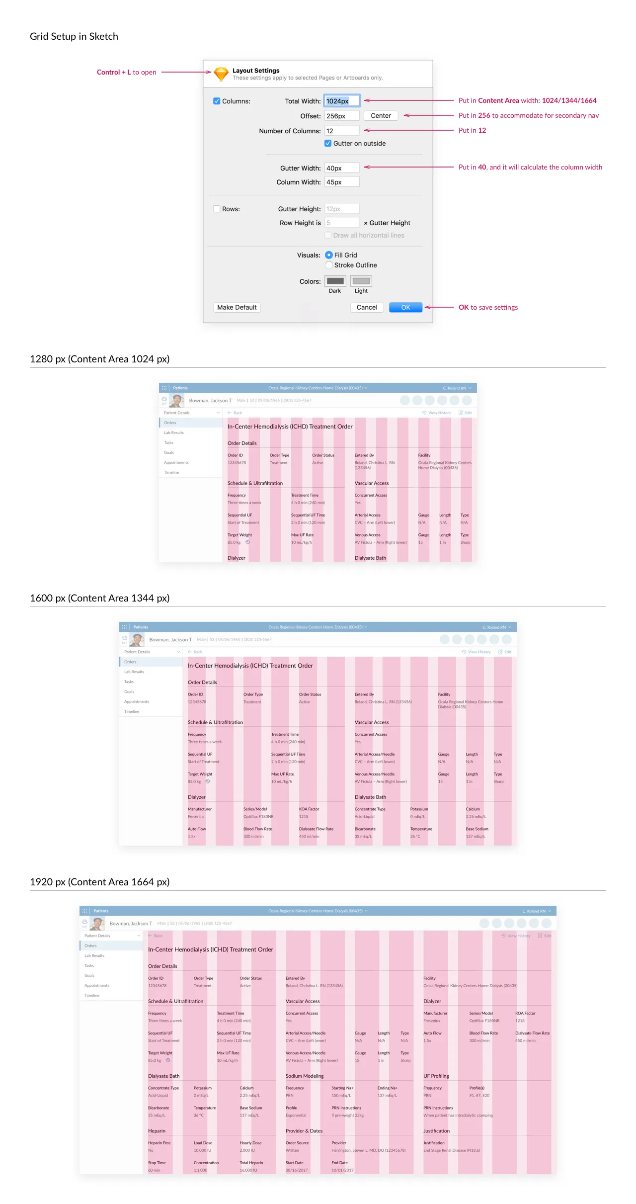 A visual of the patient header used across the CWOW suite