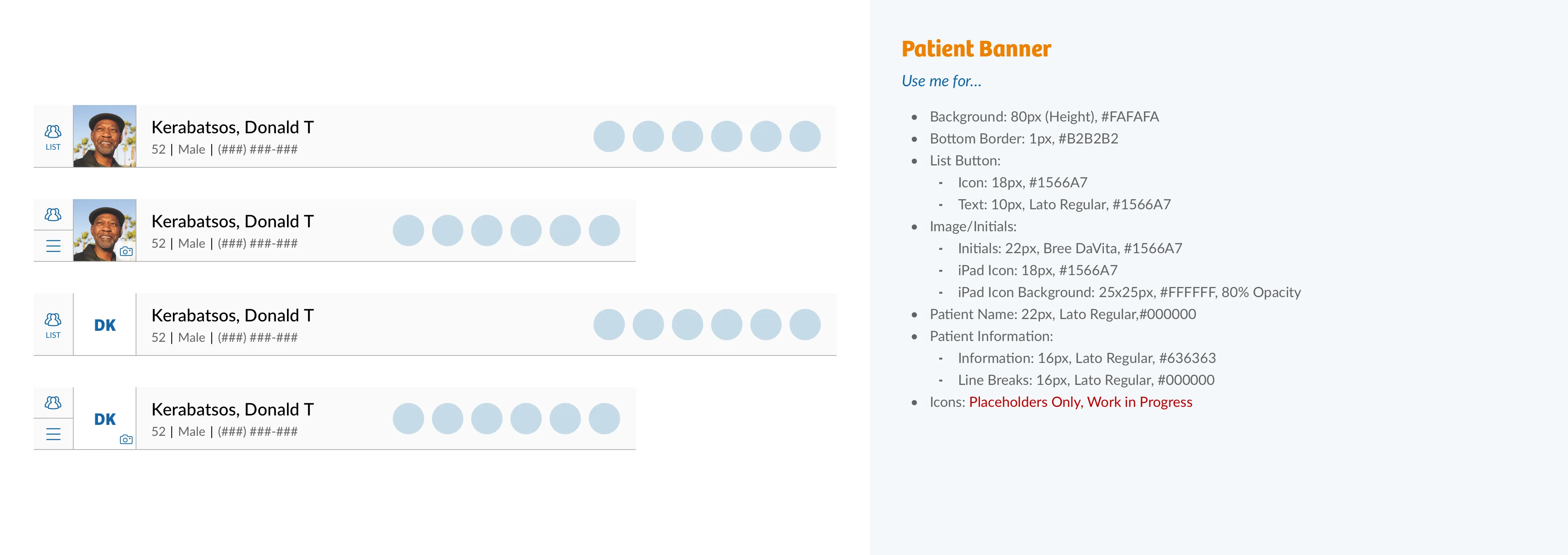 A visual of the patient banner used across the CWOW suite